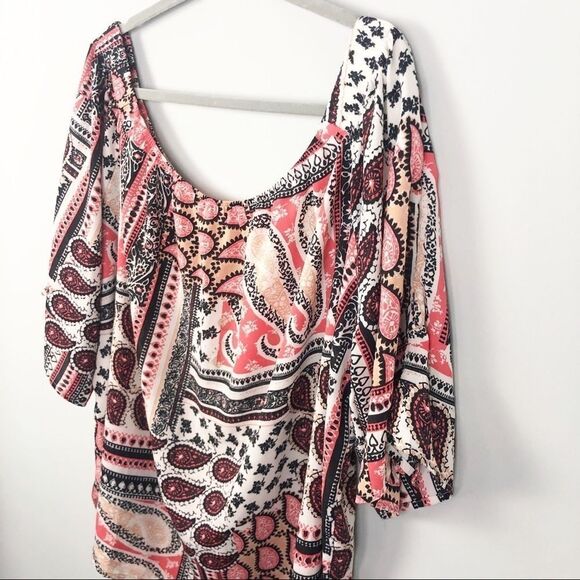 FRINGE BENEFITS | Patchwork Off the Shoulder Top Women’s Plus Size 3X - Picture 2 of 7